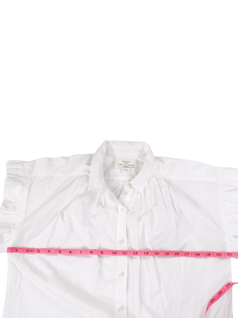 Birds of Paradis by Trovata White Cotton Ruffle Sleeve Blouse Small - Picture 4 of 9